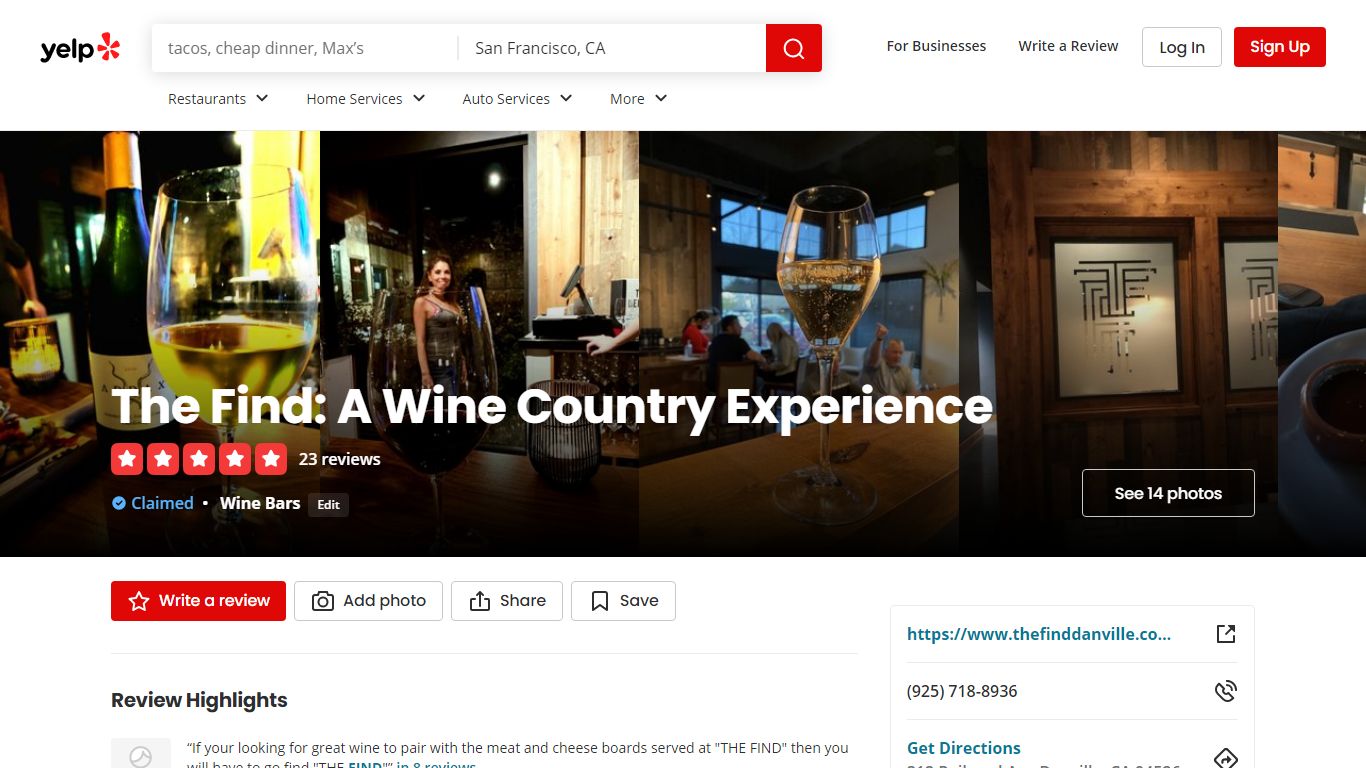 The Find: A Wine Country Experience - Danville, CA - Yelp